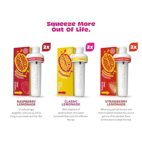 Cirkul Squeeze Lemonade B-Vitamins Flavor Water Variety Pack, Makes 36 Drinks, No Sugar, Zero Calorie Drink Mix, (2 Classic, 2 Strawberry, 2 Raspberry) thumbnail 3