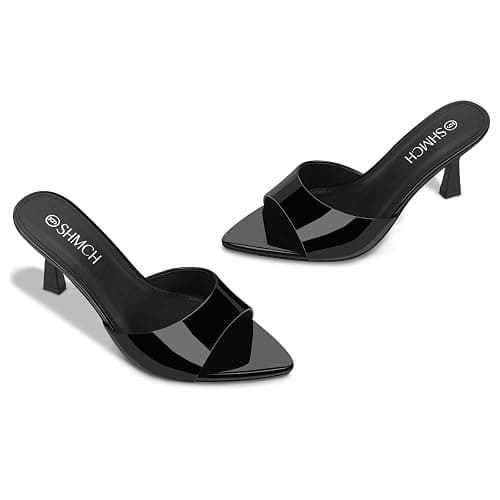 SHMCH Women’s Pointed Toe Mule Sandal Heels, Slip On Open Toe Kitten Heels for Women, Heeled Sandals Mules for Dress,Casual Outfits thumbnail 6