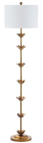 Safavieh FLL4003A Lighting Collection Landen Leaf 63.5" Antique Gold Floor Lamp, Metal thumbnail 2