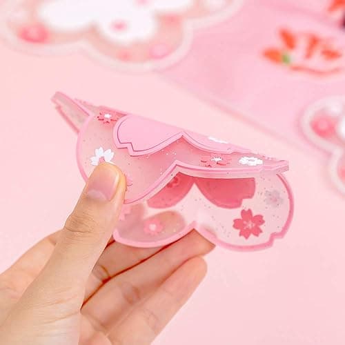 Sakura Coasters Set of 4 Kawaii Cup Mat Anti-Skid Pot Bowl Pad Placemats PVC Cherry Blossom Coaster for Drinks Coffee Table Cute Room Home Kitchen Decor Kawaii Desk Accessories(4.3in) - Small 4pcs thumbnail 5