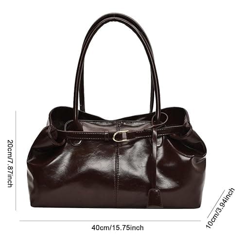 YFGBCX Leather Tote Bag for Women, Hobo Bag for Women, Top Handle Bags, Slouchy Shoulder Bag for Work Travel - Coffee thumbnail 6