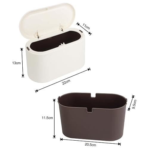 talifoca Pattumiera da tavolo con coperchio, 2 l, piccola pattumiera da tavolo con coperchio, per lavabo, cucina, bagno, ufficio, scrivania, wc auto, letto, 22 x 11 x 13 cm thumbnail 2