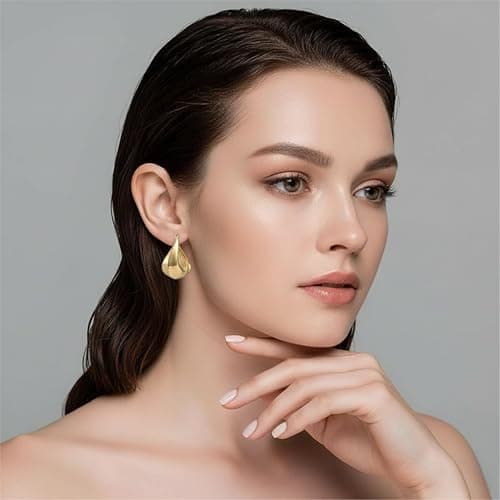 RYHIX Gold Plated Hoop Earrings for Women 14K Gold Plated Earrings for Women 14 Karat Hoops Earring Hypoallergenic Twisted Irregular-Shaped Design Hoops Earring for Womens 25mm thumbnail 7