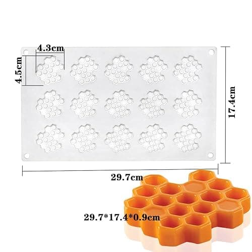 15 Cavity Silicone Honeycomb Molds for Chocolate Honeycomb Bee Silicone Fondant Mold Beehive Silicone Baking Molds Bee Candy Silicone Mold for Kitchen Cake Cupcake thumbnail 3