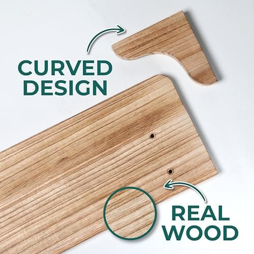 Real Wood Long Shelf for Wall - 17 inch (3 Pack) - Easy to Install, Template and Video Included - Wide Shelves for Wall, Mountable Shelves for Bedroom thumbnail 6