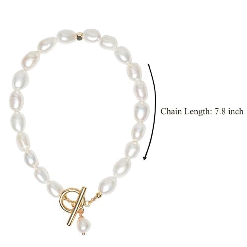 BEMDOFIG Irregular Baroque Pearl Bracelets Pearl Bangle 18K Gold Plated Buckle Freshwater Pearl Bracelets Everyday Jewelly for Women thumbnail 2