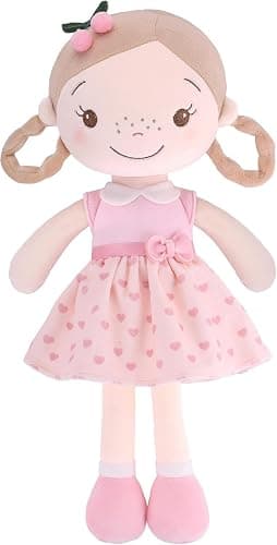 GAGAKU 40 cm Weiche Stoffpuppe, Schutzengelpuppen, Taufgeschenk für Baby Mädchen, Kuscheltier, Glücksbringer für Kinder von 3-5 Jahren (40cm Kirschmädchen) - Image 1