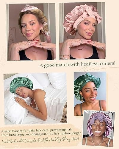 YANIBEST Adjustable Silk Bonnet for Sleeping Women Double Layer Satin Bonnet Reduce Friction Prevent Frizz Curly Hair thumbnail 5