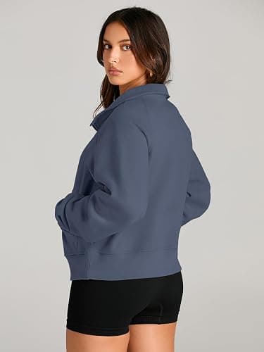 AUTOMET Womens Sweatshirts Half Zip Cropped Pullover Fleece Quarter Zipper Hoodies 2025 Fall Fashion Outfits Clothes thumbnail 5