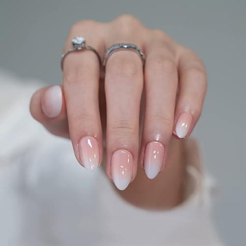 Almond Press On Nails Medium - BTArtbox Soft Gel Ombre Fake Nails with Nail Glue, Semi-Transparent Reusable Glue On Nails in 16 Sizes - 32PCS Stick On Nails Kit, Vanilla Cream Almond thumbnail 8