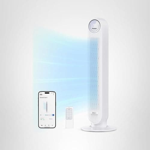 Dreo Tower Fan for Bedroom, 25ft/s Smart Standing Fans, 90° Oscillating Floor Fan with 4 Modes, 4 Speeds, 8H Timer, 28dB, Bladeless, Remote, 28 dB, Works with WiFi Voice Control thumbnail 8