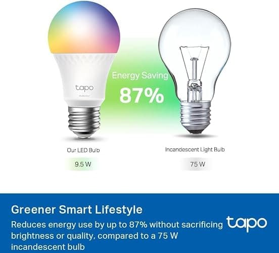 Tapo TP-Link Smart Light Bulbs, 1100 Lumens High Brightness (75W Equivalent), Matter-Certified, 16M Colors WiFi Light Bulb, Dimmable, Works w/Siri, Alexa & Google Home, A19 E26, L535E(4-Pack) thumbnail 10
