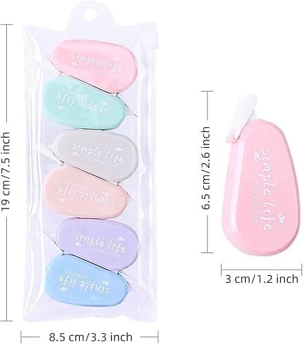 Correction Tapes, 6 Pack Macaron Color Correction Tape, 0.2 x 197 inch, Instant Corrections, Easy to Use Applicator, White Out Correction Tape for School, Office, Crafting thumbnail 2