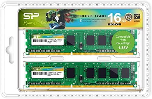 Silicon Power DDR3 16GB (2 x 8GB) 1600MHz (PC3 12800) 240-pin CL11 1.35V / 1.5V Unbuffered UDIMM PC Computer Desktop Memory Module Ram Upgrade thumbnail 8