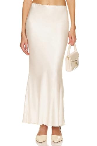 Aigeman Womens Elegant Silk Satin Maxi Skirt Elasticized High Waist Mermaid Fall Satin Skirts for Wedding Guest 469 - Image 1