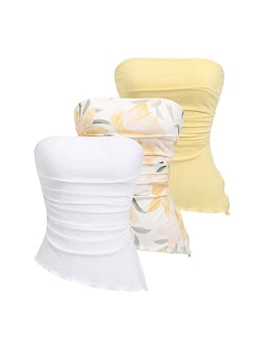 SOLY HUX Women's 3 Pack Strapless Top Going Out Tops Cute Tube Tops Y2k Bandeau Top Set Summer - Image 1