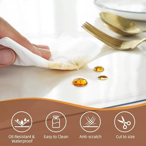 Warmstar Clear Table Cover Protector 36 x 60 Inch,1.5mm Thick Table Cover | Plastic Rectangle PVC Clear Table Protector ,Desk Protector Mat for Kitchen, Dresser, Writing Desk，Dining Room Table thumbnail 3