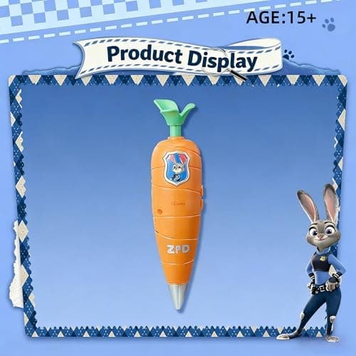 MINISO Zootopia Judy Garry Cartoon Recording Ballpoint Pen, Carrot and Snake Design, Voice Recorder Feature push-button writing ballpoint pen (Judy) thumbnail 5