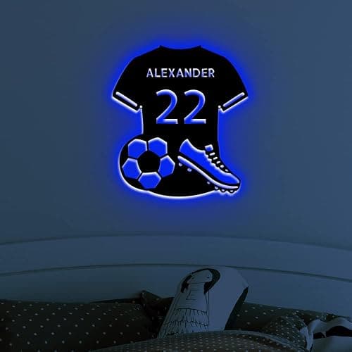 Personalized Soccer Jersey Neon Sign - USB-Powered Dimmable LED Soccer Signs for Bedroom Sports Decor, Party Bar, Christmas, and Birthday Gift - Image 1