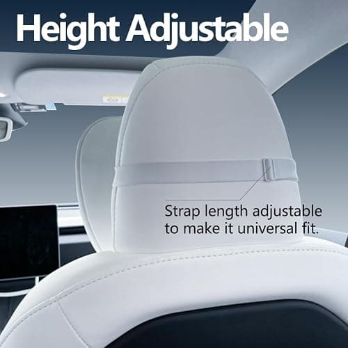 BlissfulNest Tesla Neck Pillow Car Seat Headrest, 2 Pack, Neck Pillow for Tesla Model Y, Tesla Model 3, Tesla Model X, Tesla Model S Nappa Leather. Height Adjustable, Thickness Adjustable. (White) thumbnail 4