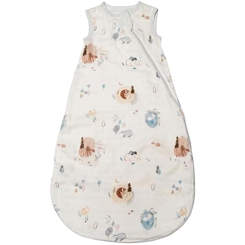Loulou Lollipop Lightweight Muslin Wearable Baby Blanket Sleeping Bag, Unisex Infant Toddler, 0.5 TOG, 2-Way Zipper Sleepsack - 0-6 M - Cozy Forest