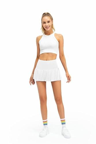 Raroauf Womens Pleated Tennis Skirts with Shorts High Waisted Mini Skirt Golf Skort Athletic Skirts Workout Pickball thumbnail 2