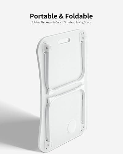 VIFOCAE Foldable Lap Desk, Laptop Bed Desk, Portable Lap Table, Laptop Bed Table with Cup Holder & Tablet Slot & Lifting Handle for Working Writing Drawing & Eating - White thumbnail 5