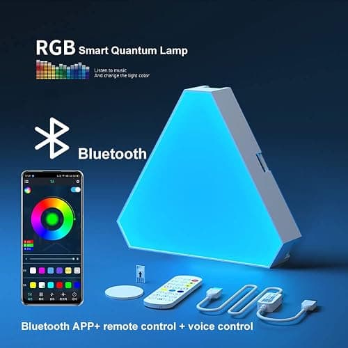 fbkapelk WiFi Bluetooth 5V USB Triangle Lamps Quantum Atmosphere LED Night Light for Game Bedroom Decoration Creative Decorat Wall Lamps (10 PCS Bluetooth) thumbnail 4