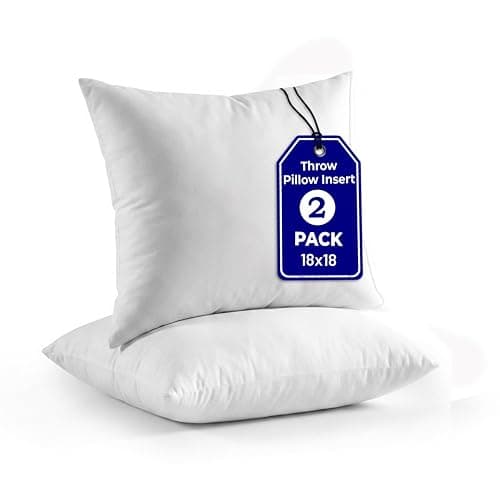 QUBA LINEN 18 x 18 Throw Pillow Insert - Pack of 2 White, Down Alternative Pillow Inserts for Decorative Pillow Covers, Throw Pillows for Bed, Couch Pillows for Living Room (Pack of 2) - Image 1