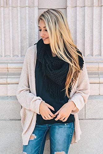 stylesilove Women Cozy Knit Tassel Infinity Loop Scarf - 8 Colors thumbnail 3