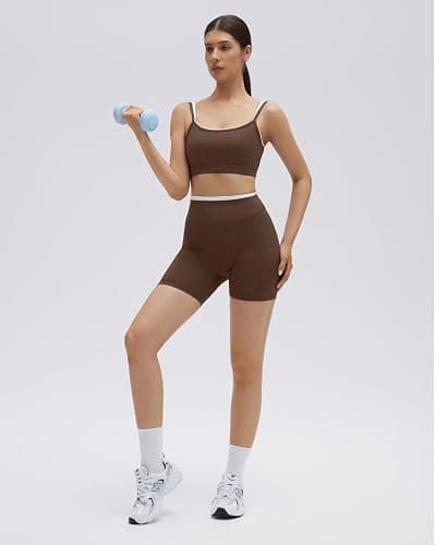 SUUKSESS Women 2 Pieces Workout Sets Padded Spaghetti Straps Camis High Waist Biker Shorts thumbnail 6