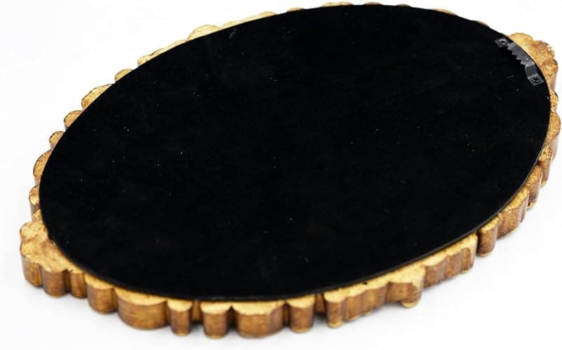 OIGUMR Small Oval Wall Mirror Resin Frame Size：15.7 x 11.2 inch Mirror Vintage Hanging Mirrors for Bedroom Living-Room Dresser Decor Gold thumbnail 7