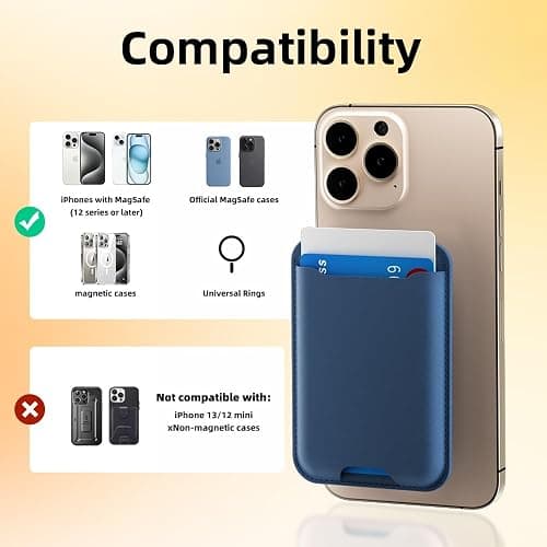 TWZKG for MagSafe Wallet, 3 Card Holder, Magnetic Phone Wallet for iPhone 17/16/15/14/13/12 Series,RFID Blocking Vegan Leather,Navy Blue thumbnail 7