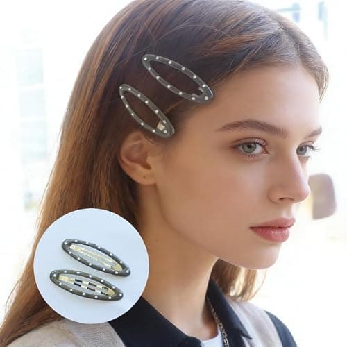 Cute Polka Dot Side Clips for Women i – 5-Color Oval Snap Barrettes, Vintage Hair Styling Accessories for Thick & Thin Hair, Versatile for Daily Wear, Makeup & Skincare thumbnail 6