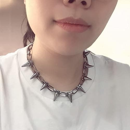 Reaowazo Spike Chokers for Women Choker Goth Necklaces Mens Chain Choker Collar Punk Streetwear Handmade Adjustable Vintage Rivet Jewelry thumbnail 4