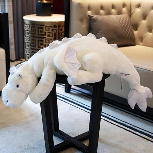 Leahaoe Weighted Dragon Stuffed Animal, Soft and Sturdy Weighted Stuffed Animals for Kids and Adults, Medium White Dragon Stuffed Animal(35.4" 5Lbs) thumbnail 4