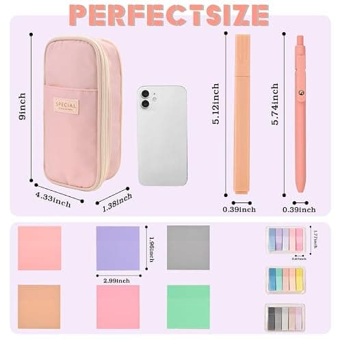 Aesthetic School Supplies with Pencil Pouch - 27Pcs Cute College Essentials Set, Big Capacity Pen Case, Pastel Highlighters, Bible Study Journaling Stationary, Annotation Kit Stuff Gift for Girls Teen thumbnail 3