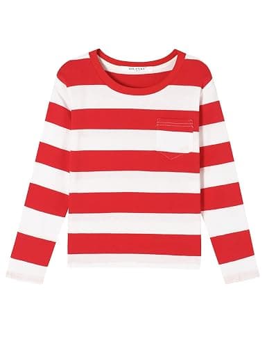DILBYKE Boys Girl Long Sleeve Striped Crew Neckline T-Shirts Kid Tee - Image 1