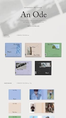 Seventeen An Ode 3rd Regular Album Version.5 Real-Black 104p PhotoBook+8p Mini Book+4p PhotoCard+Tracking thumbnail 2