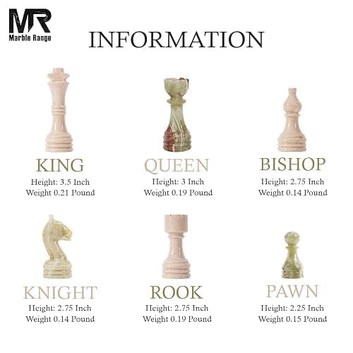 Marble Chess Set 15 Inch Verona and Green Handmade Board Game with Storage Box, Classic Travel Chess Set for Adults with Chess Pieces & 2 Extra Queens, Elegant Gift & Home Décor thumbnail 7