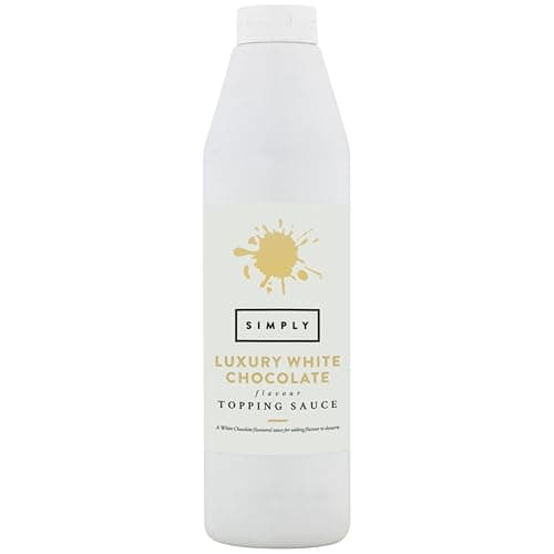 Simply Luxury White Chocolate Topping Sauce, Ready to Use Dessert Sauce for Ice Cream, Waffles, Pancakes, Coffee & Milkshakes (1 kg) - Image 1