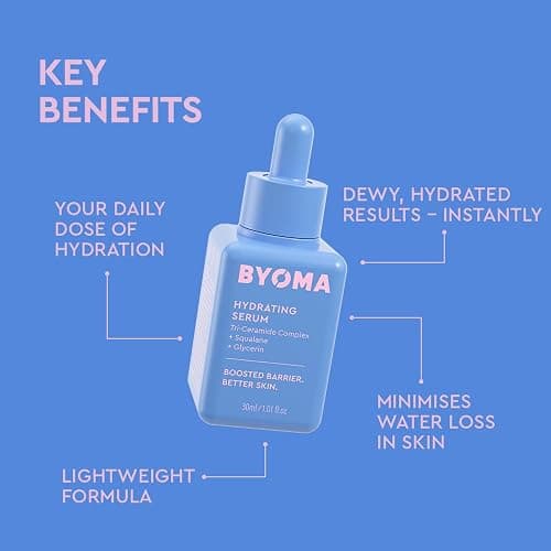 BYOMA Hydrating Serum - Moisturizing Facial Serum with Squalane, Glycerin & Ceramides - Hydrating for Glowing, Dewy Skin - 1.01 fl. oz thumbnail 3