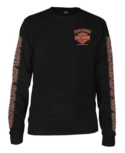 Harley-Davidson Men's Eagle Piston Long Sleeve Crew Shirt, Black 30299947 - Image 1