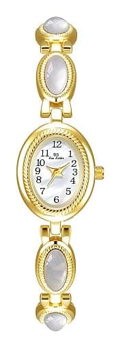 FANMIS Gold Tone Watches for Women with Small Vintage Bracelet Elegant Jade Oval Dial Dress Watch Fashion Quartz Wrist Watch Waterproof Watch - Image 1