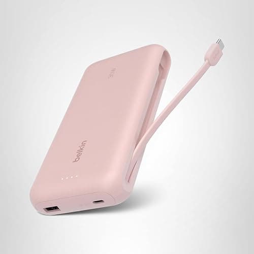Belkin Portable Charger, Power Bank with Integrated Cable 20000 mAh 30W - Fast Charging USB C Power Delivery - iPhone 17, Air, Pro, Pro Max, iPad, AirPods, Apple Watch, Galaxy S25, & More - Pink thumbnail 12