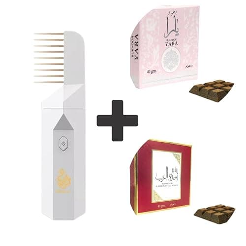 2 in 1 Portable Electronic Incense Burner Mood & Hair Burner with Built-in Comb - Ideal Diffuser for Bakhoor Yara and Ameerat, Hair Fragrance - Home Accessory (Ameerat) - Image 1
