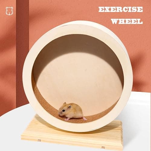 antiai Hamster Wooden Silent Wheel, Small Animal Exercise Wheel Accessories, Quiet Spinner Hamster Running Wheels Toys for Hamsters,Guinea Pig, Gerbils, Mice and Other Small Pets,8.2' Medium Size thumbnail 6
