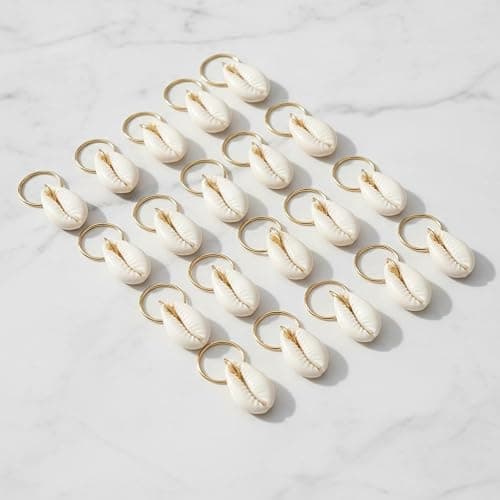20 Pack Shell Hair Clip, Cowrie Shells for Hair for Women Seashell for Hair Braids DIY Sea Shell Gold Hair Rings Accessories thumbnail 8