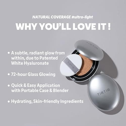 TIRTIR Mask Fit Aura Silver Cushion Foundation | Semi-glow Finish, Natural Coverage, Moisturizing, Lightweight, Korean cushion foundation (#23N Sand, Full Size, 0.63 Fl Oz) thumbnail 5