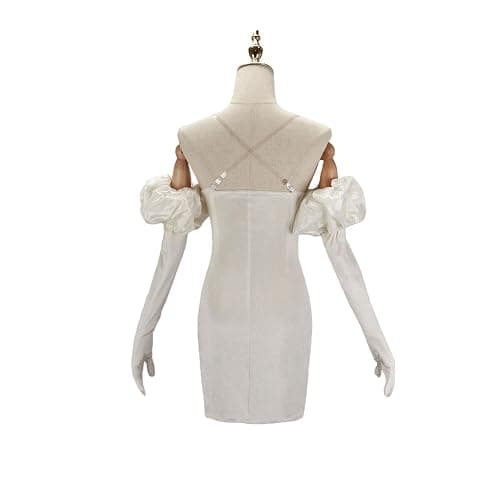 Julysky Ladies' Sua White Slim Fit Hip Hugging Dress, Bubble Sleeve Dress, Stage Outfit, Halloween Party Dress thumbnail 5